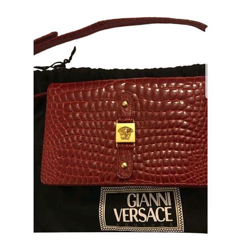 authentic versace vintage patent leather red handbag|gianni Versace purses.